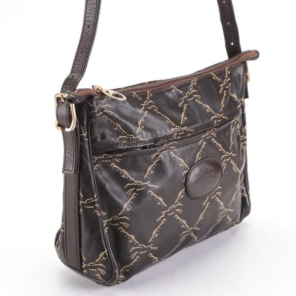 Longchamp Handbags - Printed brown leather Longchamp bag